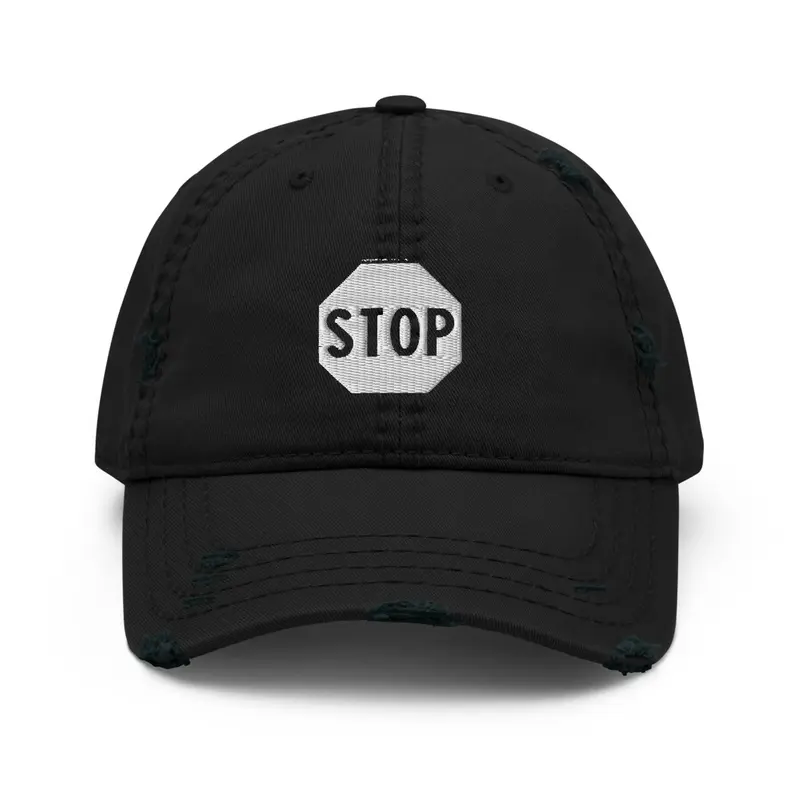 STOP distressed hat