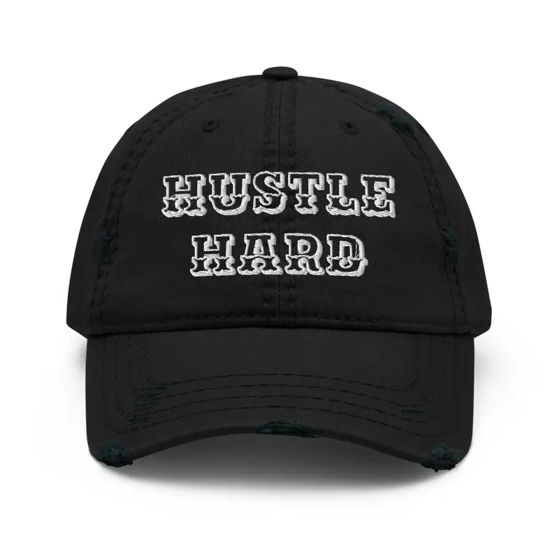 hustle hard distressed hat